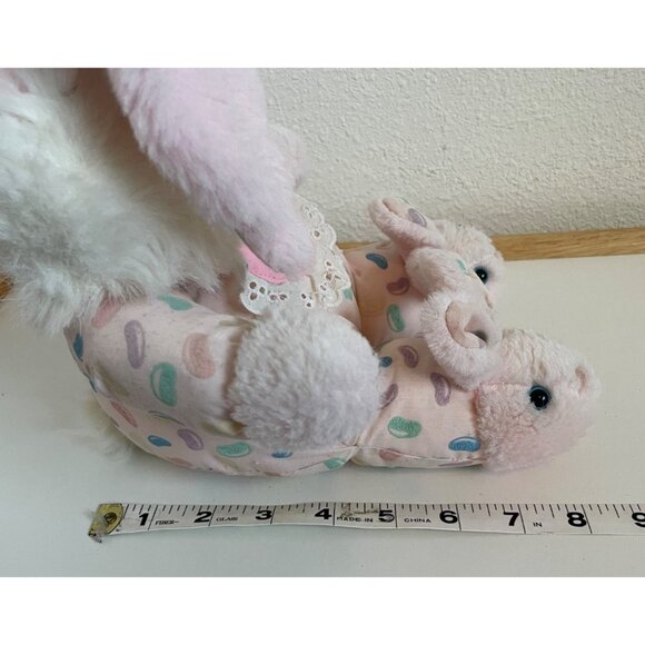 Vintage Creations from TL Toys Easter Bunny Pink White Plush Rabbit Slippers Jel - Picture 12 of 13